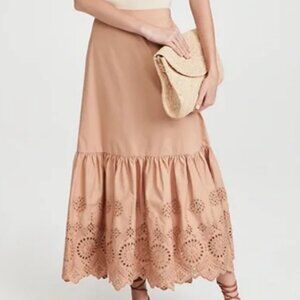 Moon River Eyelet Detail Midi Skirt